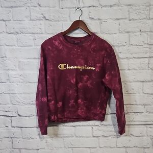Champion Maroon and Gold Tie-Dye Sweatshirt